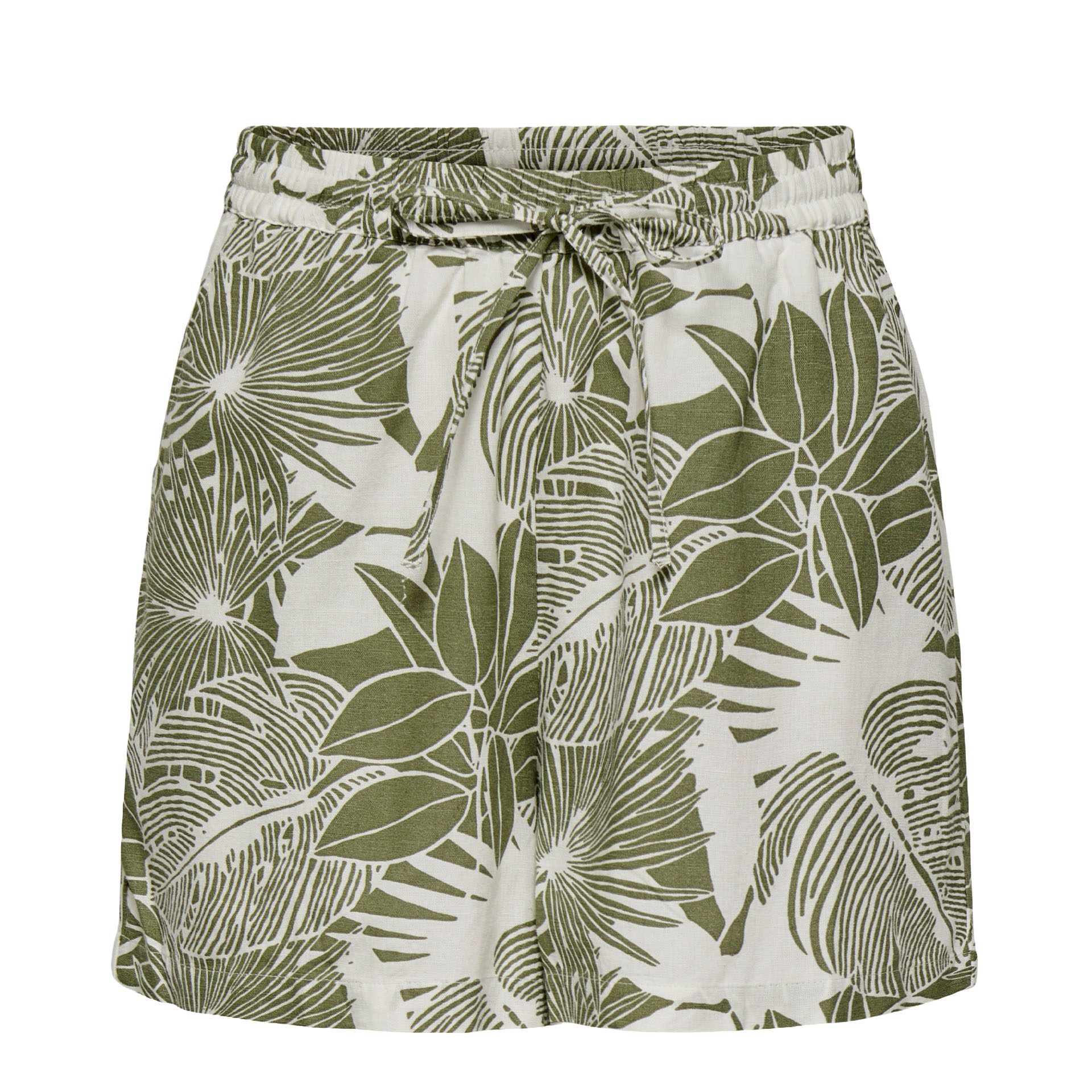 Only Calção Jakiri Linen Cloud Dancer Green Tropical