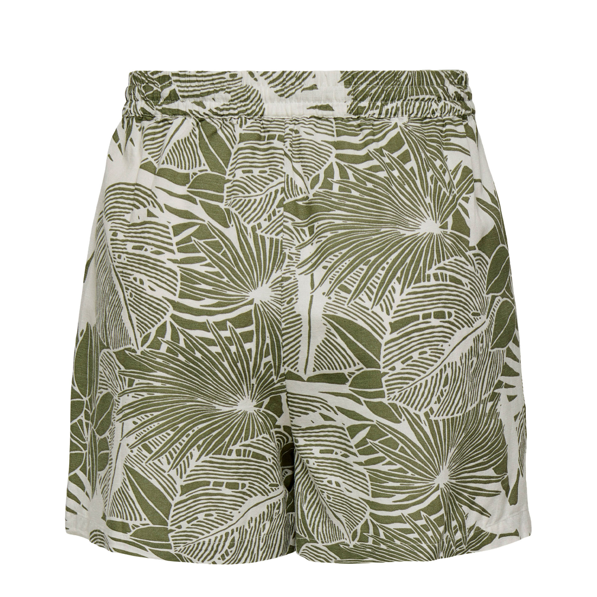 Only Calção Jakiri Linen Cloud Dancer Green Tropical