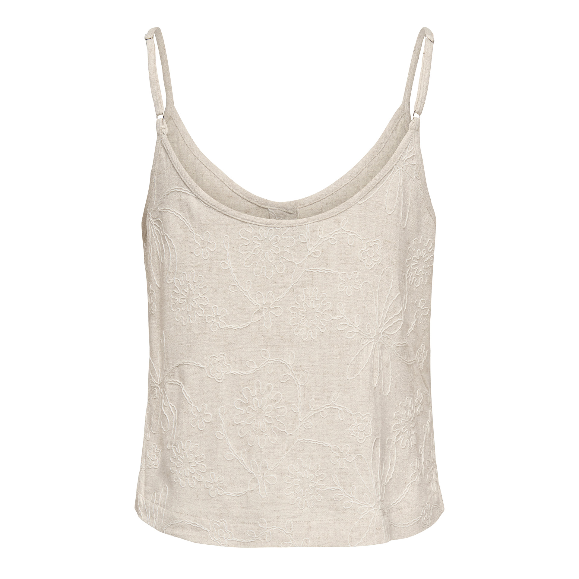 Only Top Siesta Linen Emb Singlet Moonbeam W. Tonal