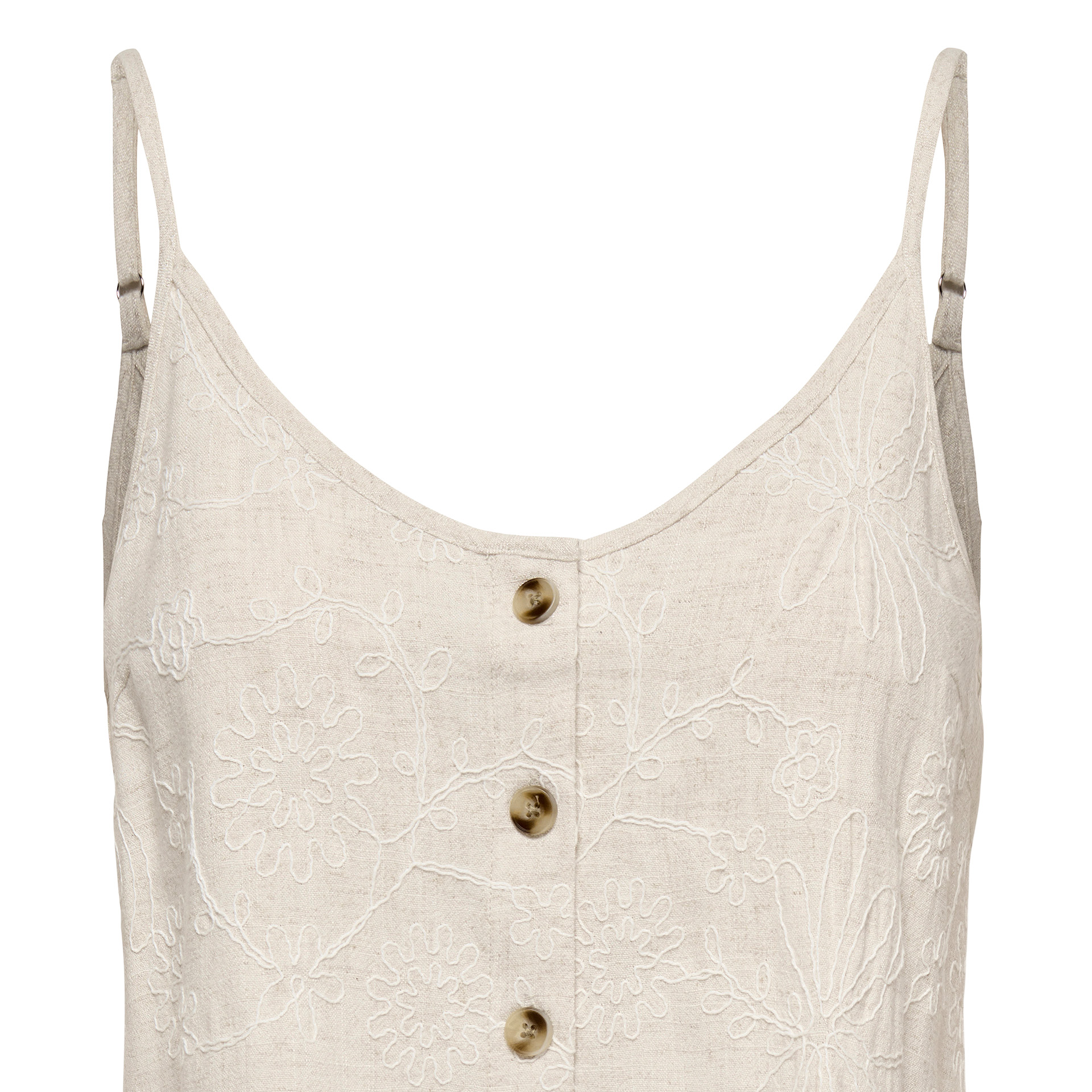 Only Top Siesta Linen Emb Singlet Moonbeam W. Tonal