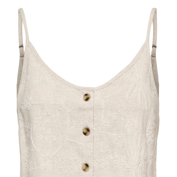 Only Top Siesta Linen Emb Singlet Moonbeam W. Tonal