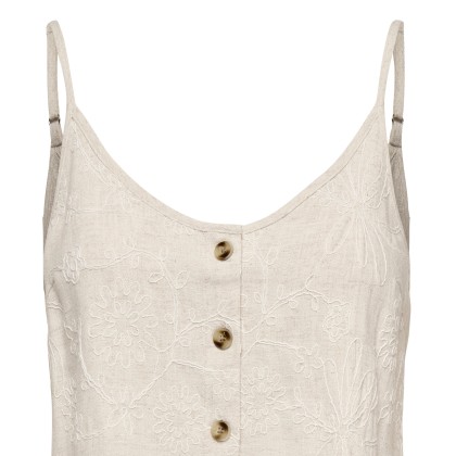 Only Top Siesta Linen Emb Singlet Moonbeam W. Tonal Only Top Siesta Linen Emb Singlet Moonbeam W. Tonal