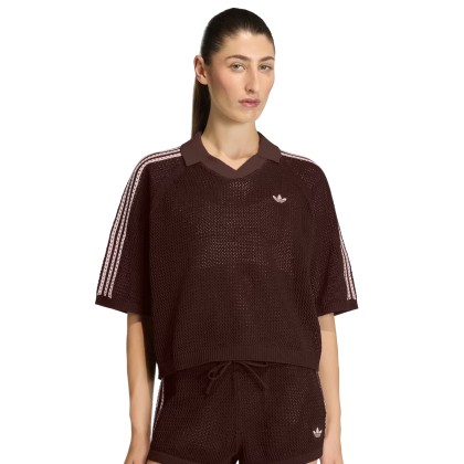 adidas Originals Polo Knitted Crochet Aurora Coffee adidas Originals Polo Knitted Crochet Aurora Coffee