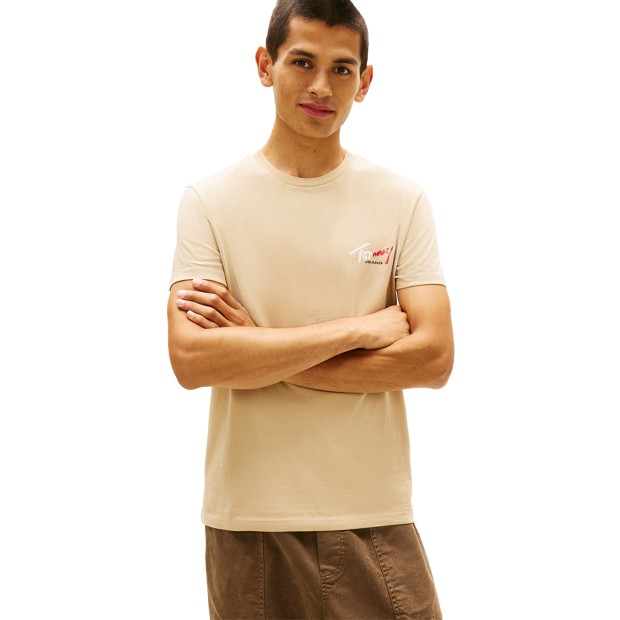 Tommy Hilfiger T-shirt Tjm Slim Sign Chesttee Ext Beige