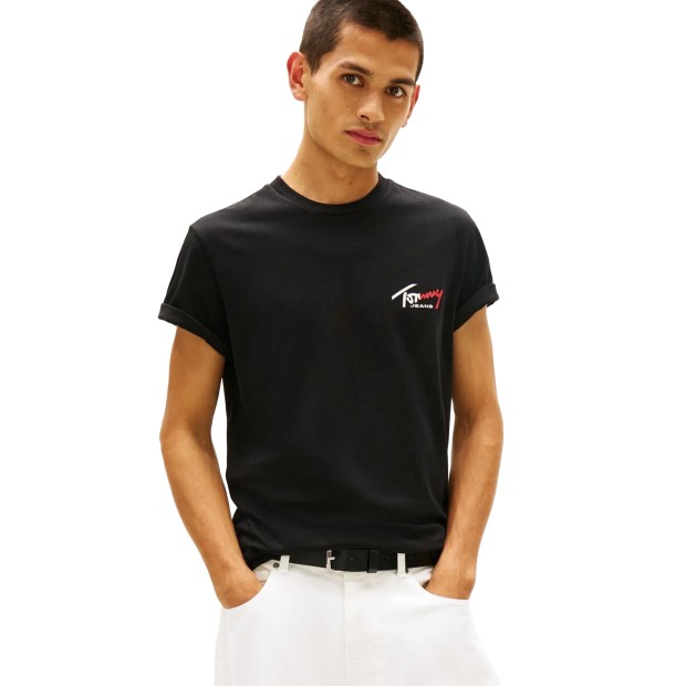 Tommy Hilfiger T-shirt Tjm Slim Sign Chesttee Ext Black