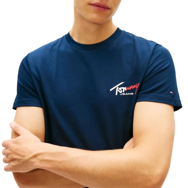Tommy Hilfiger T-shirt Tjm Slim Sign Chesttee Ext Blue