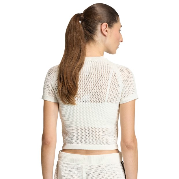 adidas Originals T-shirt Knitted Crochet Cali Off White