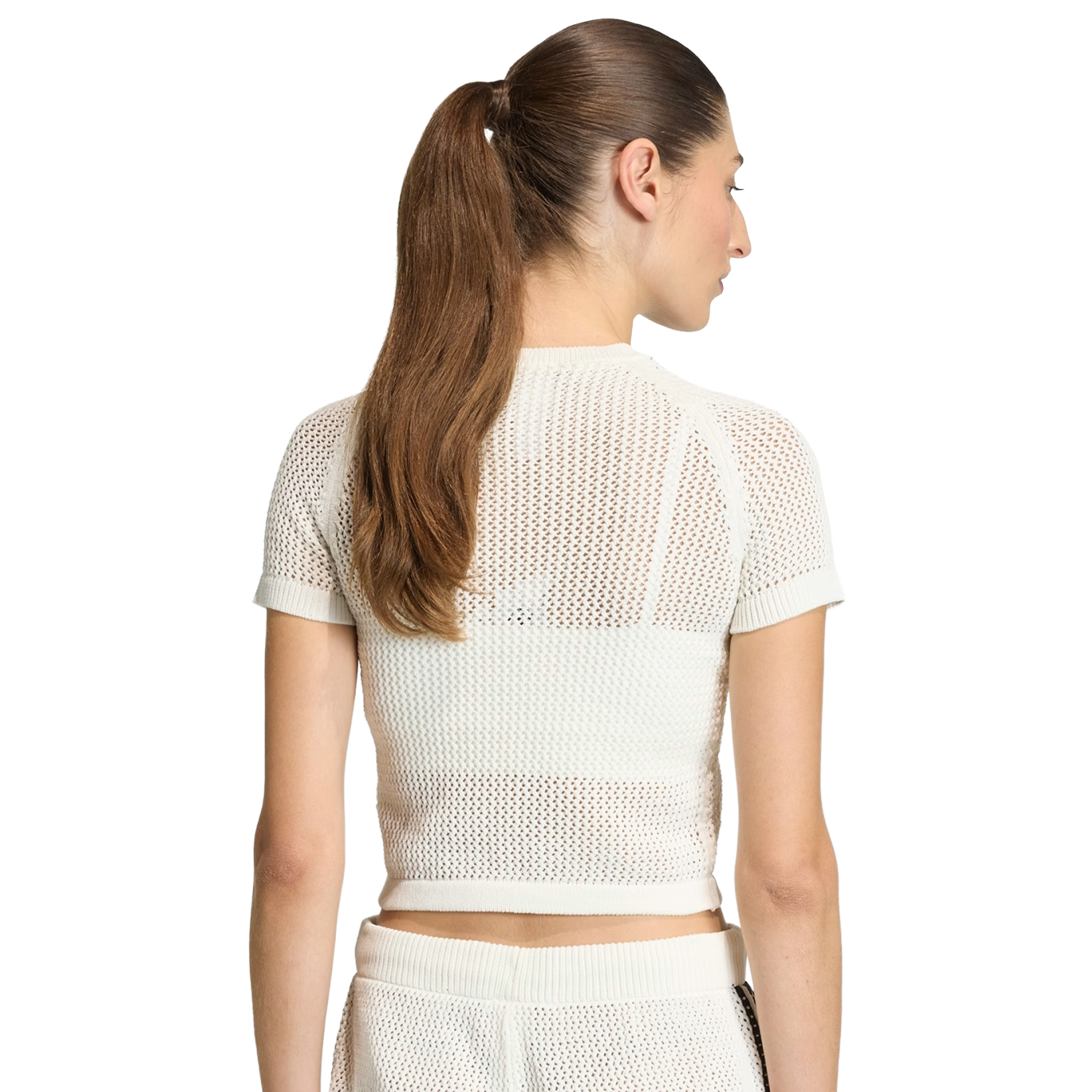 adidas Originals T-shirt Knitted Crochet Cali Off White