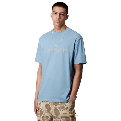 Carhartt Wip T-shirt Script Bluebird Fleur De Sel Carhartt Wip T-shirt Script Bluebird Fleur De Sel