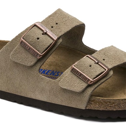 Birkenstock Arizona Soft Footbed Suede Leather Narrow Taupe
