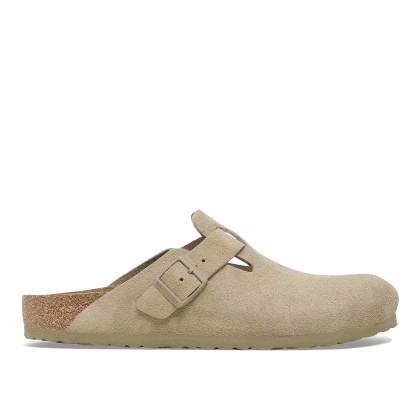 Birkenstock Boston Suede Leather Narrow Faded Khaki