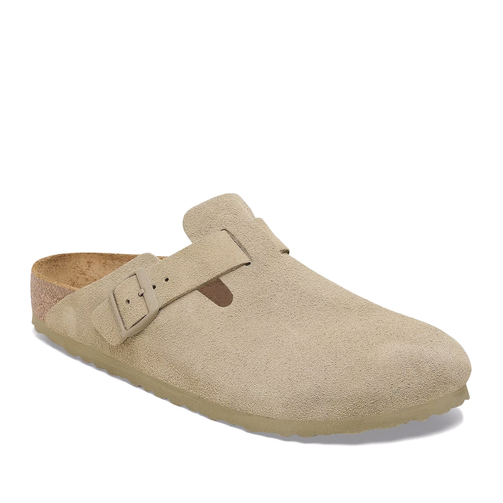 Birkenstock Boston Suede Leather Narrow Faded Khaki