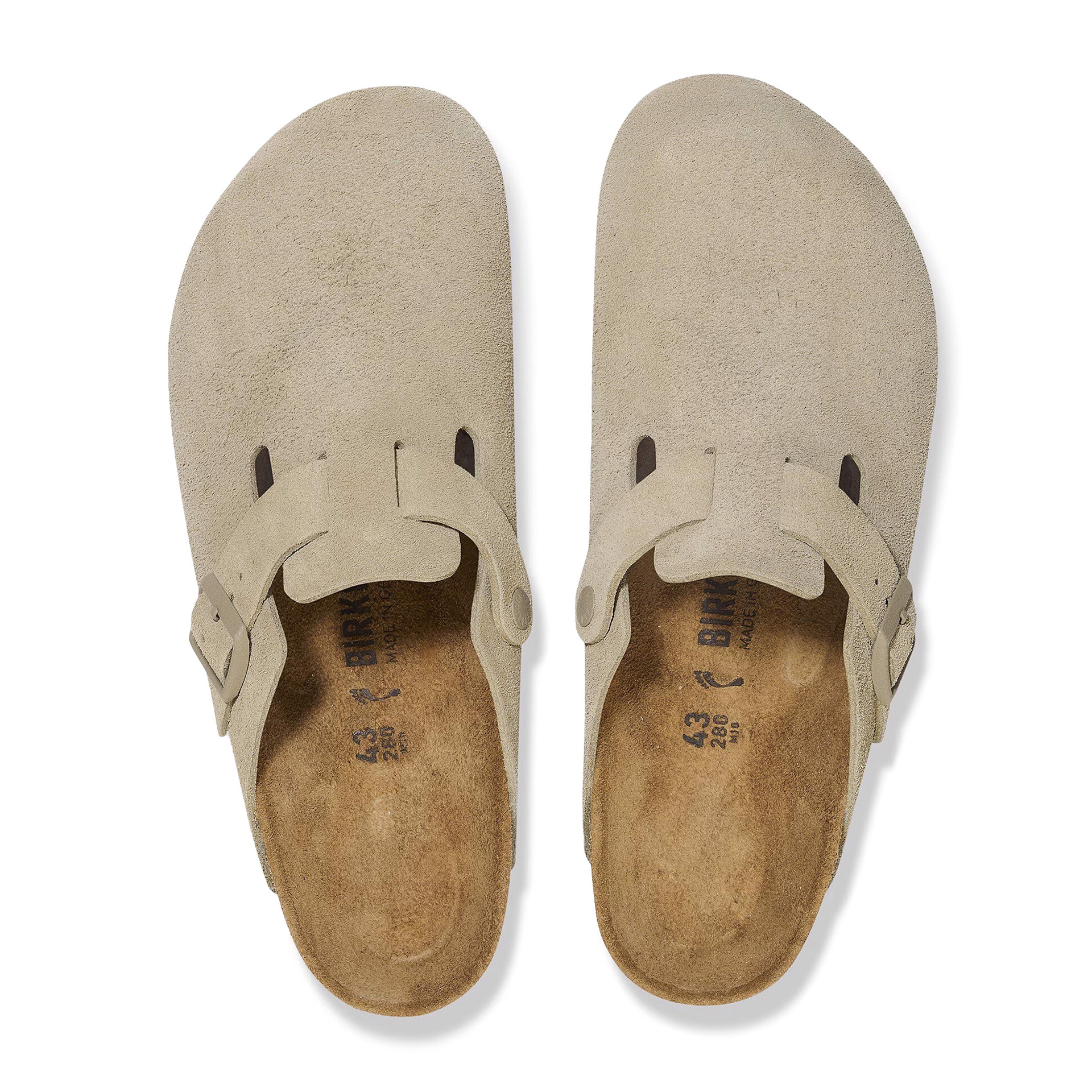 Birkenstock Boston Suede Leather Narrow Faded Khaki
