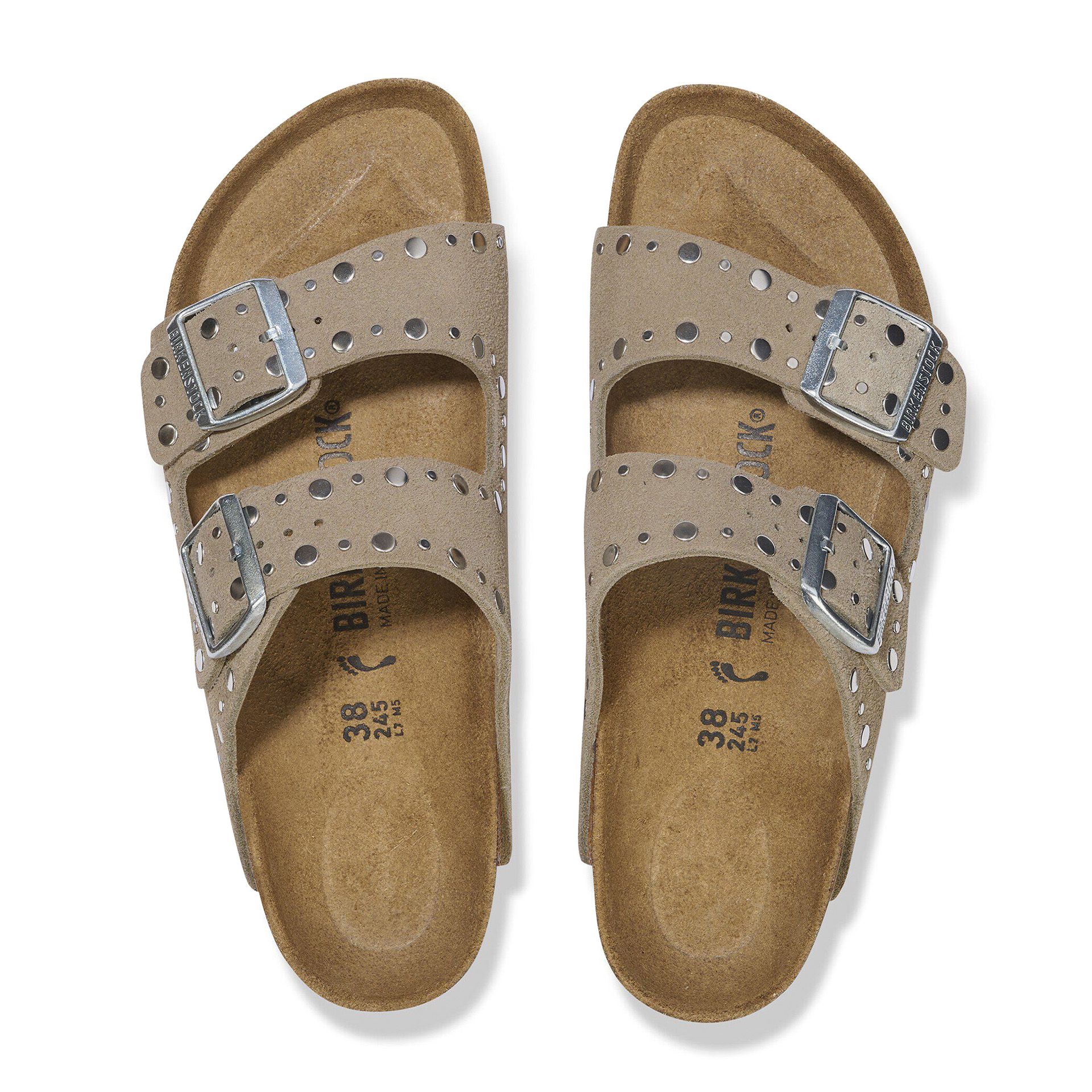 Birkenstock Arizona Rivets Suede Leather Narrow Taupe