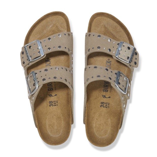 Birkenstock Arizona Rivets Suede Leather Narrow Taupe