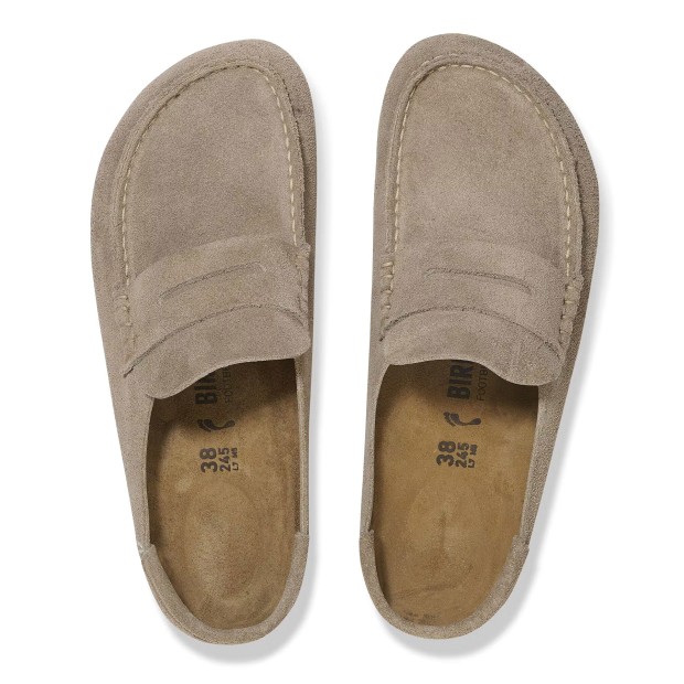 Birkenstock Naples Wrapped Suede Leather Narrow Taupe