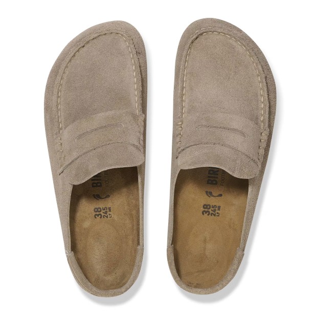 Birkenstock Naples Wrapped Suede Leather Narrow Taupe