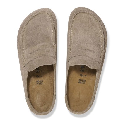 Birkenstock Naples Wrapped Suede Leather Narrow Taupe