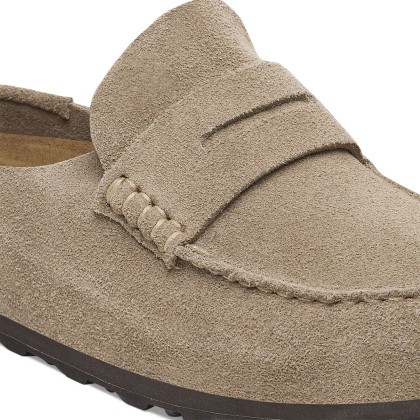Birkenstock Naples Wrapped Suede Leather Narrow Taupe