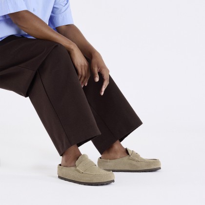 Birkenstock Naples Wrapped Suede Leather Narrow Taupe