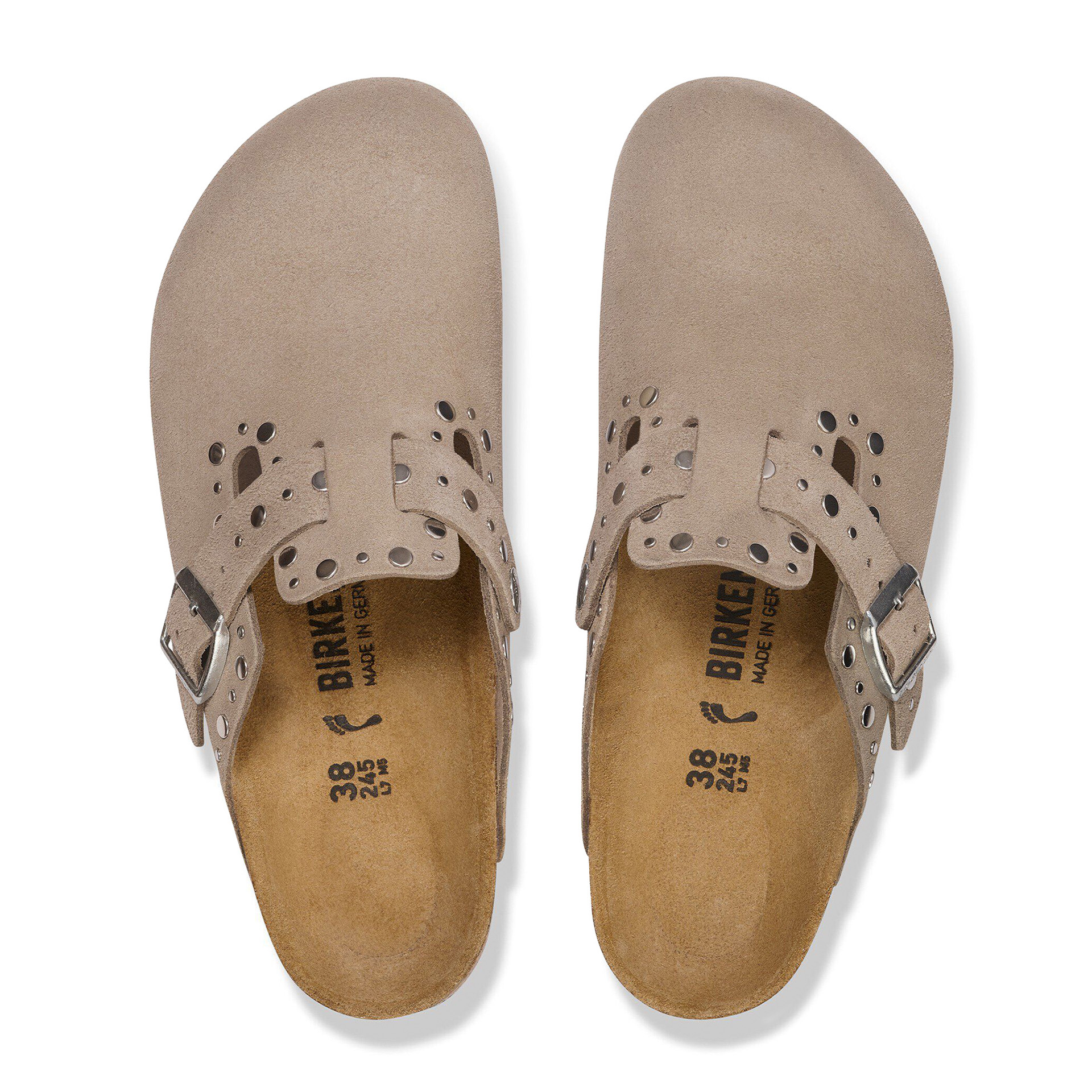 Birkenstock Boston Rivets Suede Leather Narrow Taupe