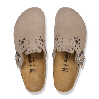 Birkenstock Boston Rivets Suede Leather Narrow Taupe