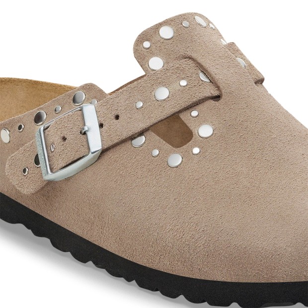 Birkenstock Boston Rivets Suede Leather Narrow Taupe