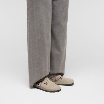 Birkenstock Boston Rivets Suede Leather Narrow Taupe