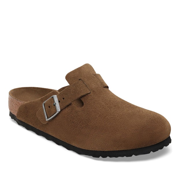 Birkenstock Boston Sf Suede Leather Dark Tea Tonal Fb