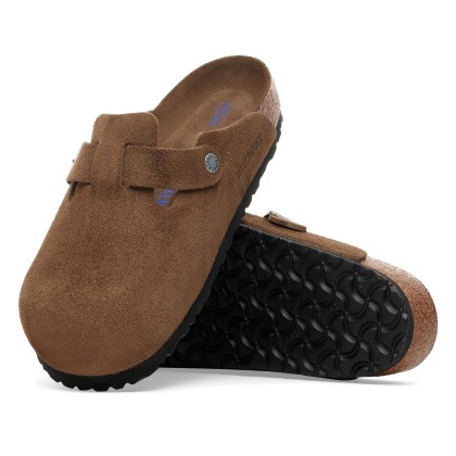 Birkenstock Boston Sf Suede Leather Dark Tea Tonal Fb