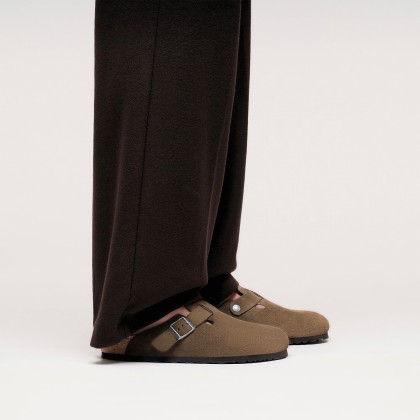 Birkenstock Boston Sf Suede Leather Dark Tea Tonal Fb