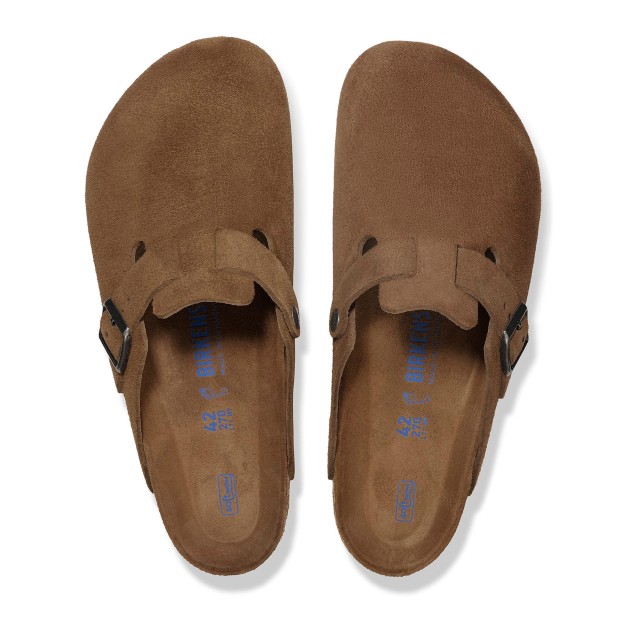 Birkenstock Boston Sf Suede Leather Narrow Dark Tea Tonal Fb