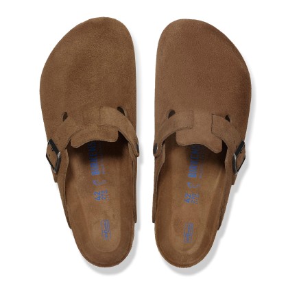 Birkenstock Boston Sf Suede Leather Narrow Dark Tea Tonal Fb