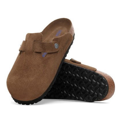 Birkenstock Boston Sf Suede Leather Narrow Dark Tea Tonal Fb