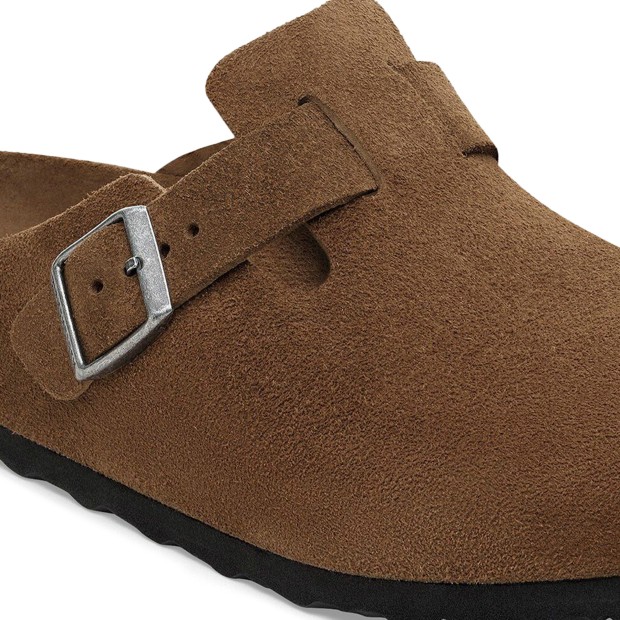 Birkenstock Boston Sf Suede Leather Narrow Dark Tea Tonal Fb