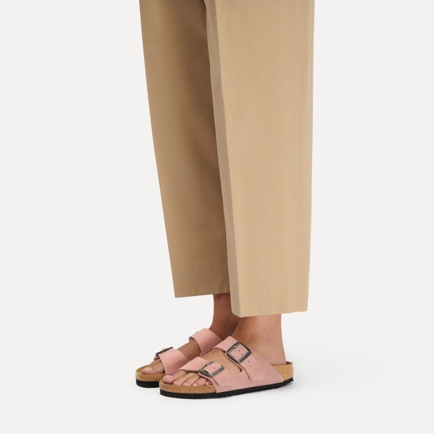 Birkenstock Arizona Suede Leather Narrow Pink Clay