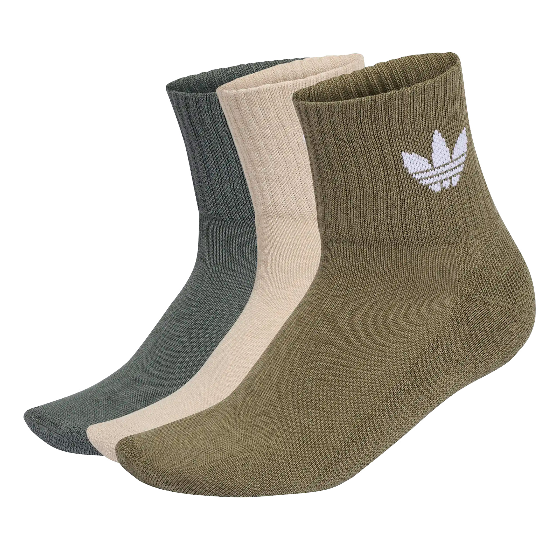 adidas Originals Meias 3p 1/4 Mid Crew Khaki Three / Night Cargo / Olive Strata