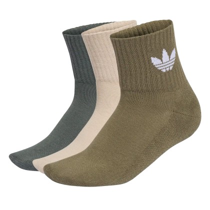 adidas Originals Meias 3p 1/4 Mid Crew Khaki Three / Night Cargo / Olive Strata