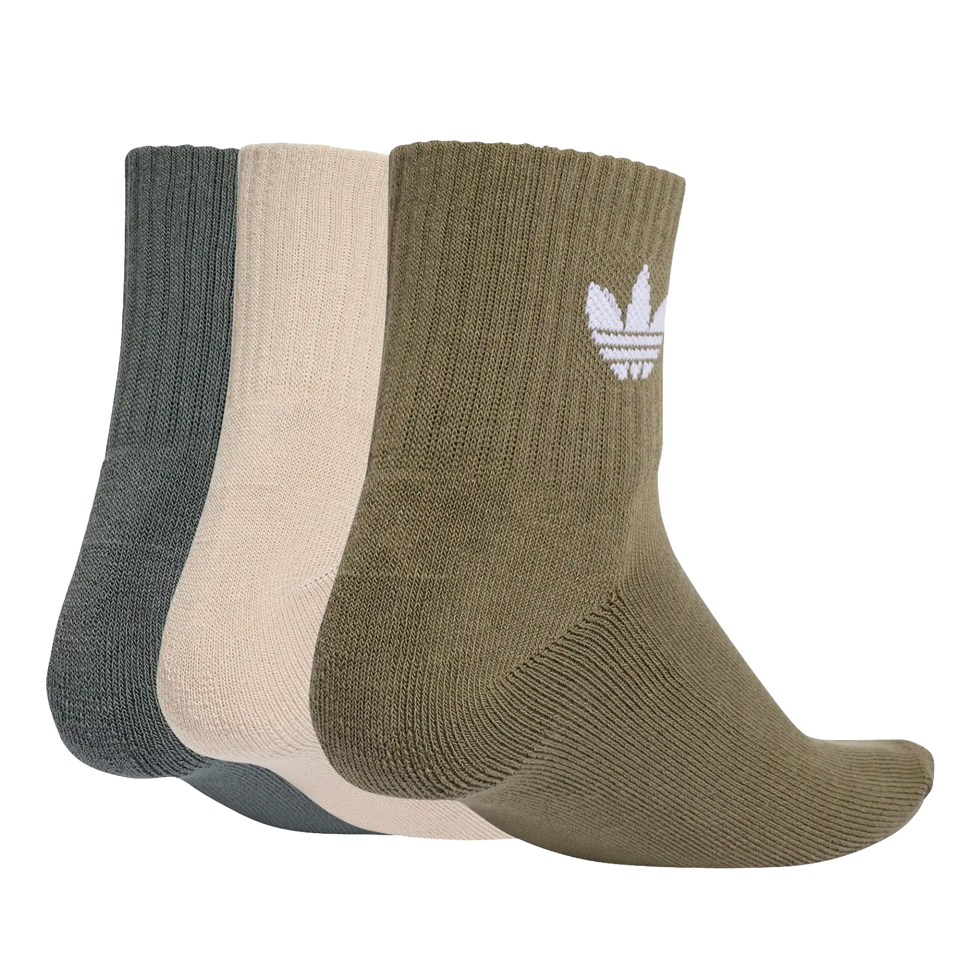 adidas Originals Meias 3p 1/4 Mid Crew Khaki Three / Night Cargo / Olive Strata