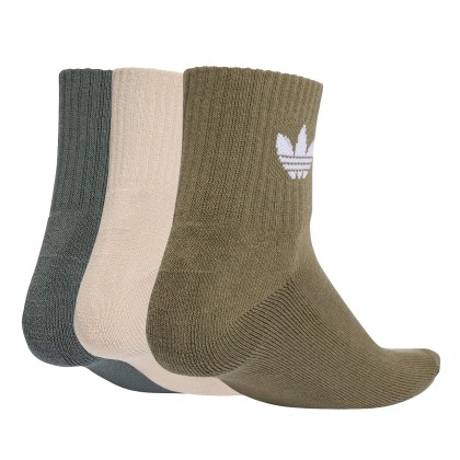 adidas Originals Meias 3p 1/4 Mid Crew Khaki Three / Night Cargo / Olive Strata