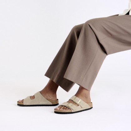 Birkenstock Arizona Suede Leather Narrow Sandcastle