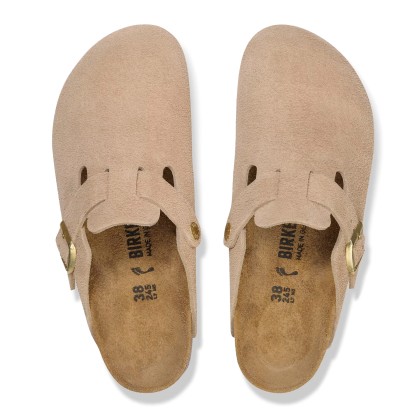 Birkenstock Boston Suede Leather Narrow Sandcastle