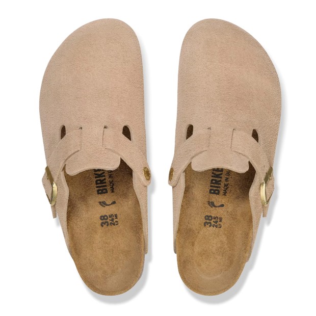Birkenstock Boston Suede Leather Narrow Sandcastle