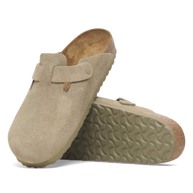 Birkenstock Boston Suede Leather Faded Khaki