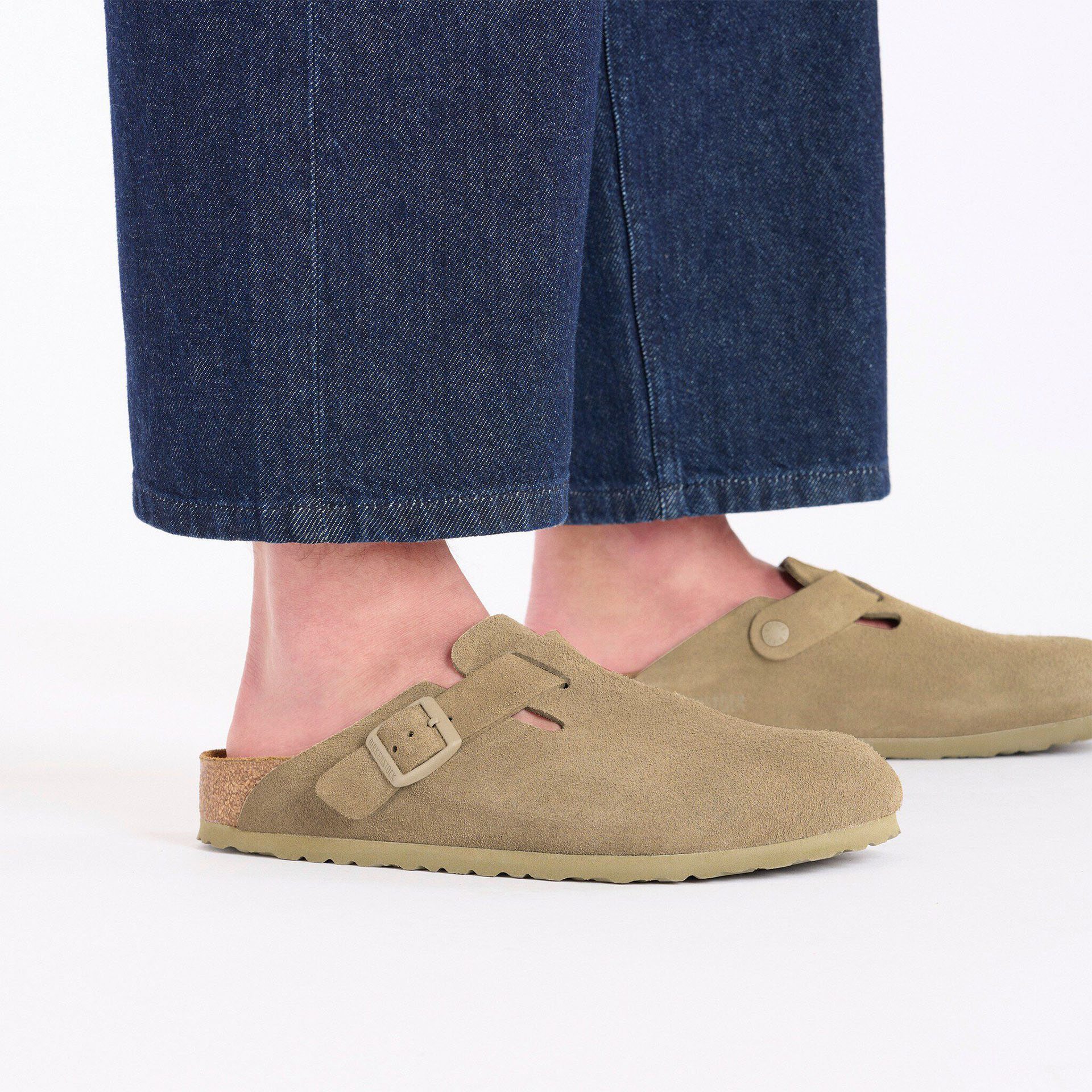 Birkenstock Boston Suede Leather Faded Khaki