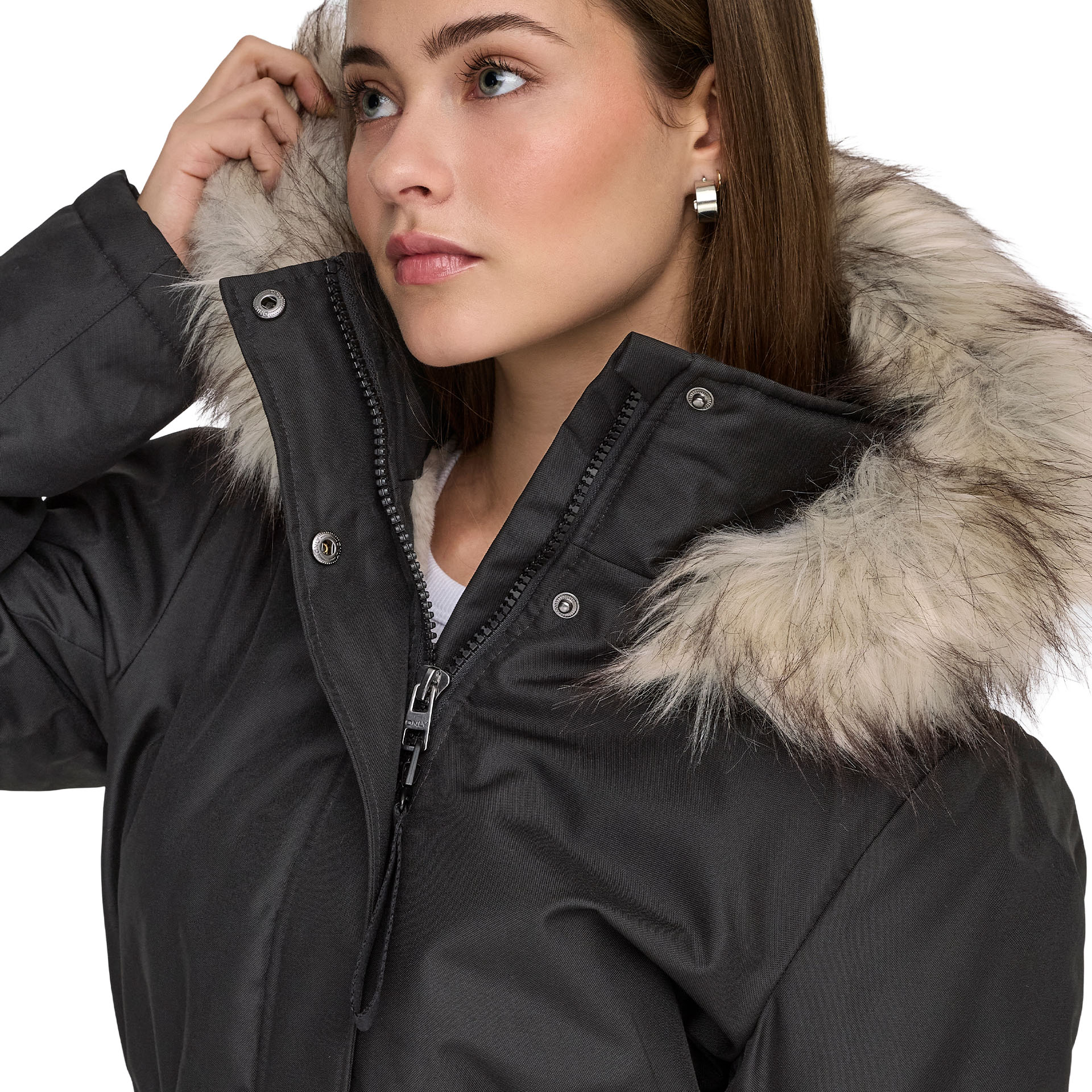 Only Casaco Mathilda Winter Fur Black Nature Fur