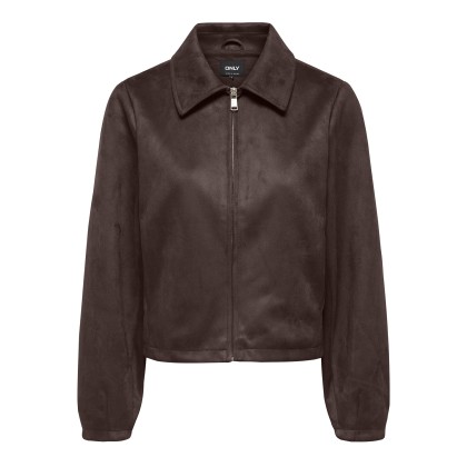 Only Casaco Carolina Faux Suede Zip Coffee Bean
