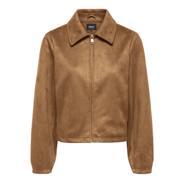 Only Casaco Carolina Faux Suede Zip Cognac