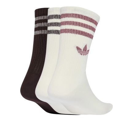 adidas Originals Meias 3p 3-stripes Glitter Crew Off White / Aurora Coffee