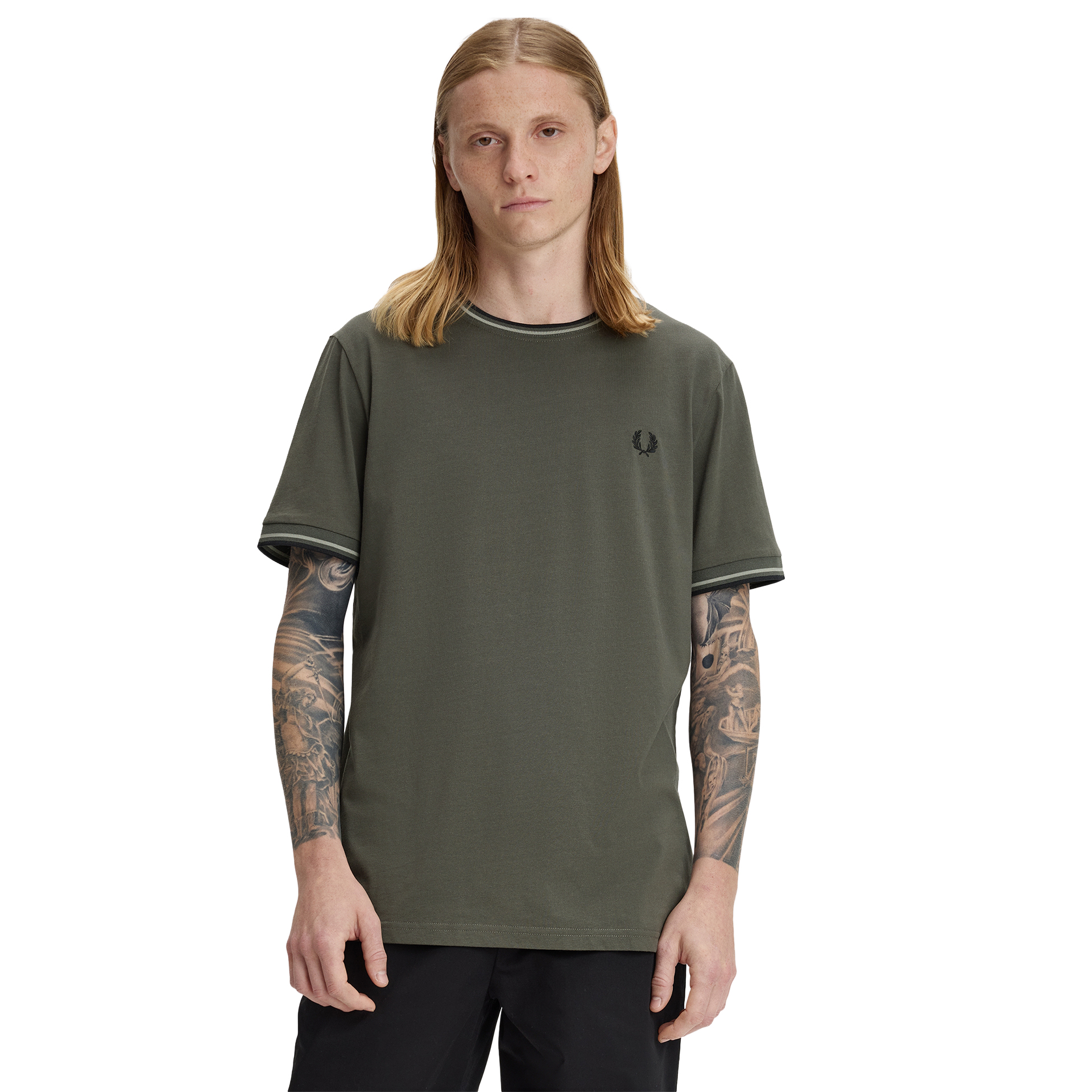 Fred Perry T-shirt M1588v-04b Fldgr/seagrs/blk